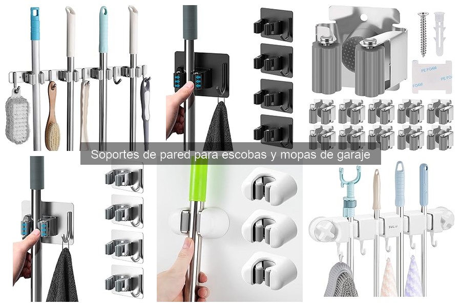 Organiza tu garaje con soportes de pared para escobas y mopas