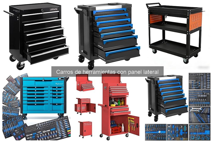Tipos de carros de herramientas con panel lateral para garaje