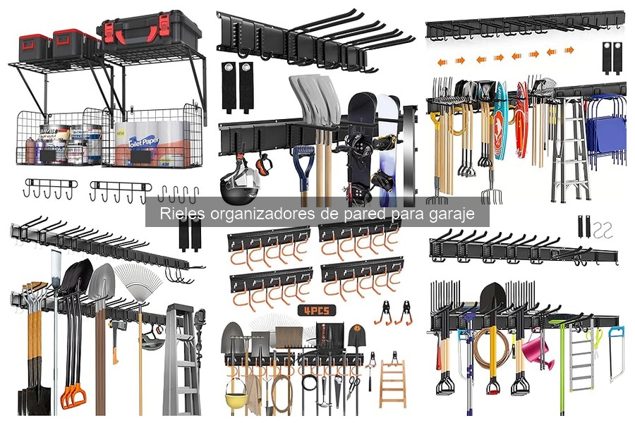 Tipos de rieles organizadores de pared para garaje